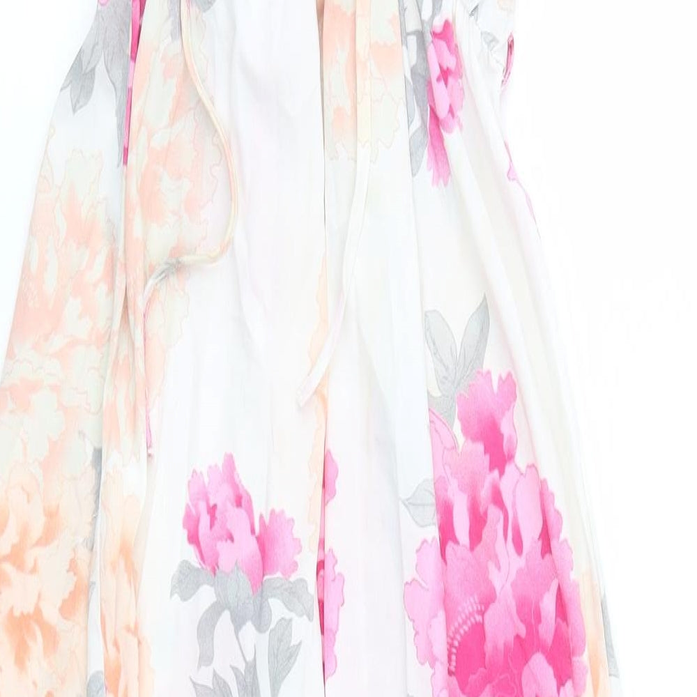 Dorothy Perkins Womens White Floral  A-Line  Size 8