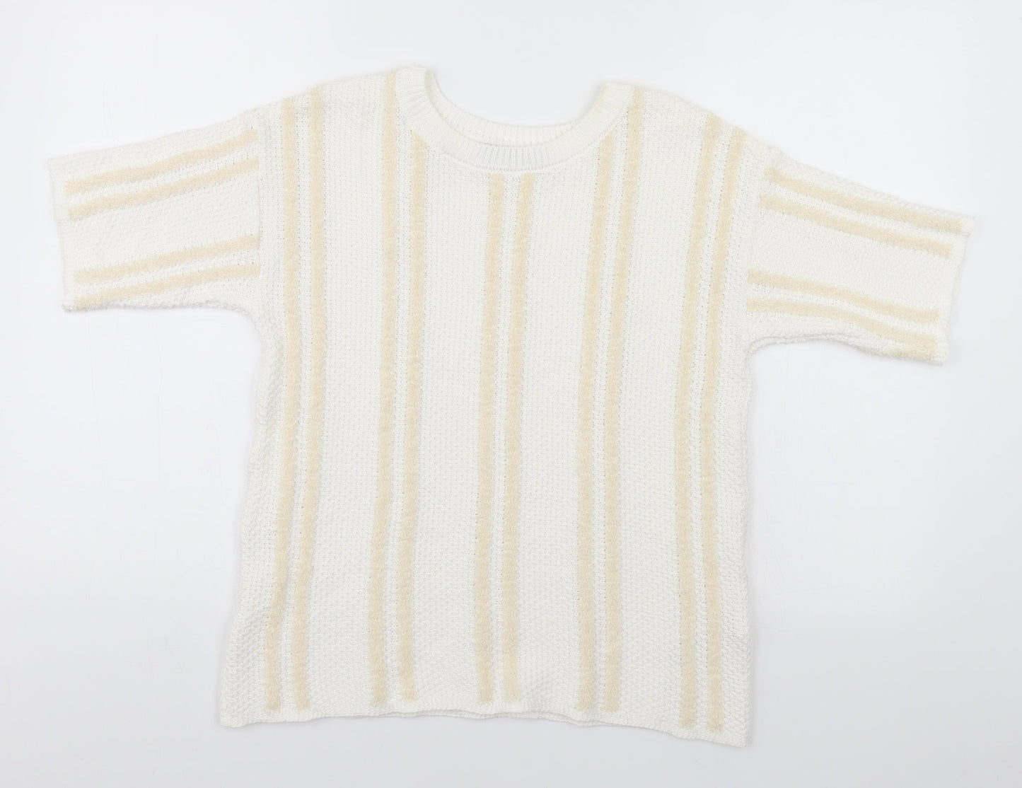 Marks and Spencer Womens White Striped  Pullover Jumper Size 12