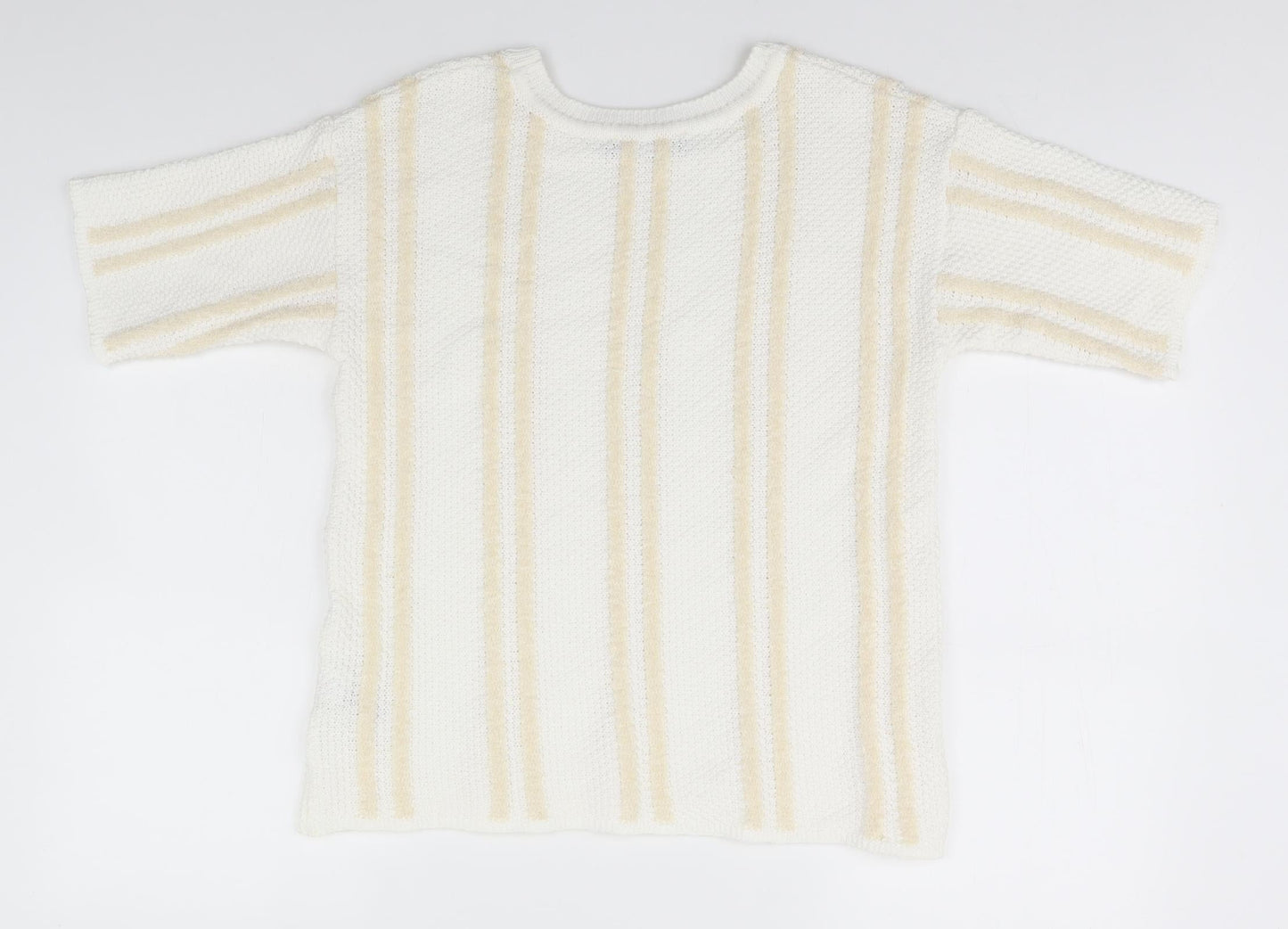 Marks and Spencer Womens White Striped  Pullover Jumper Size 12