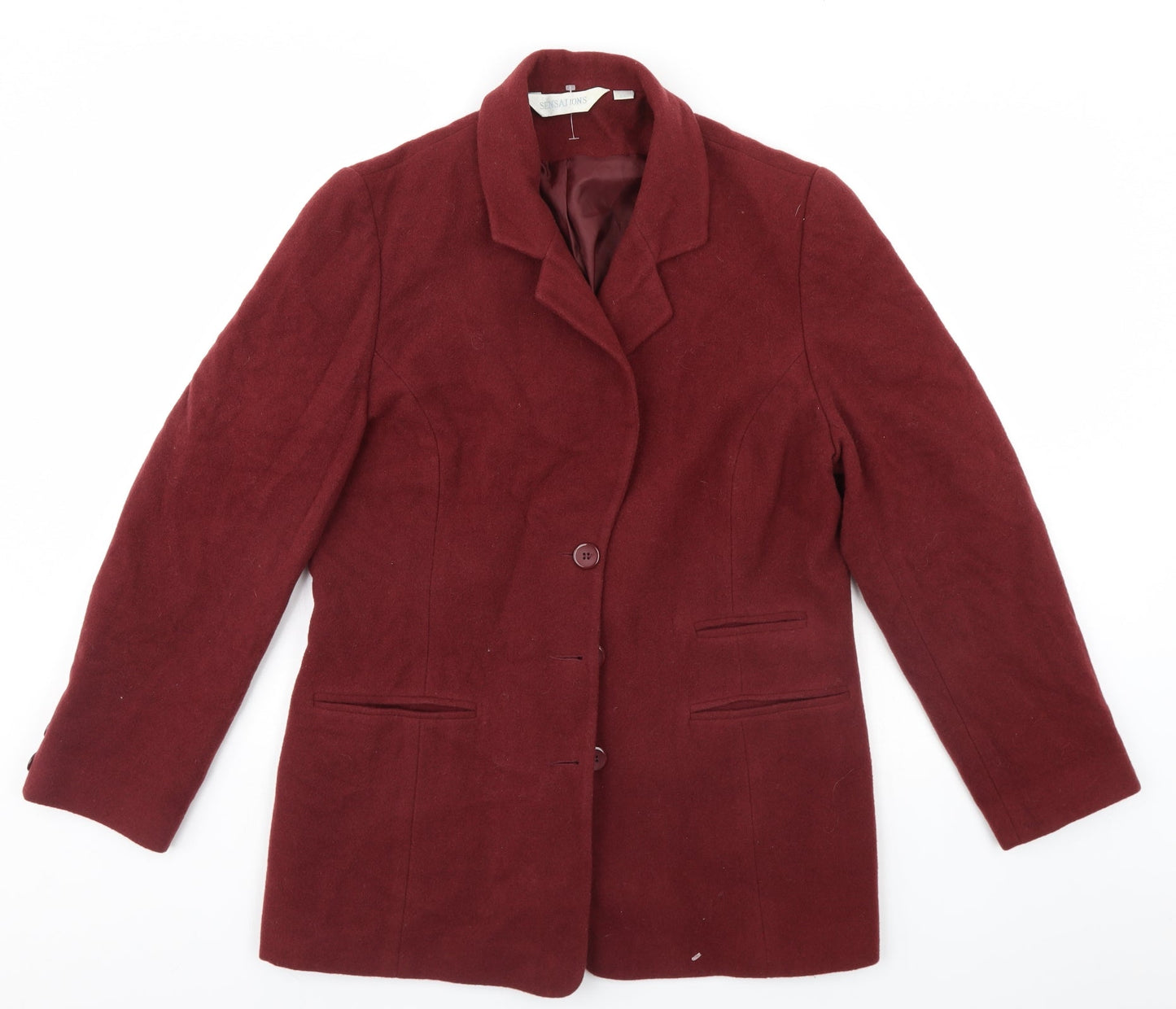Sensations Womens Red   Overcoat Coat Size 14