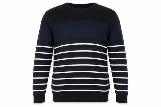 Cedarwood State Mens Blue Striped Knit Pullover Jumper Size S