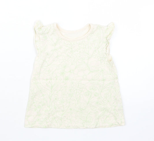 George Girls Beige Geometric  Basic T-Shirt Size 9-12 Months
