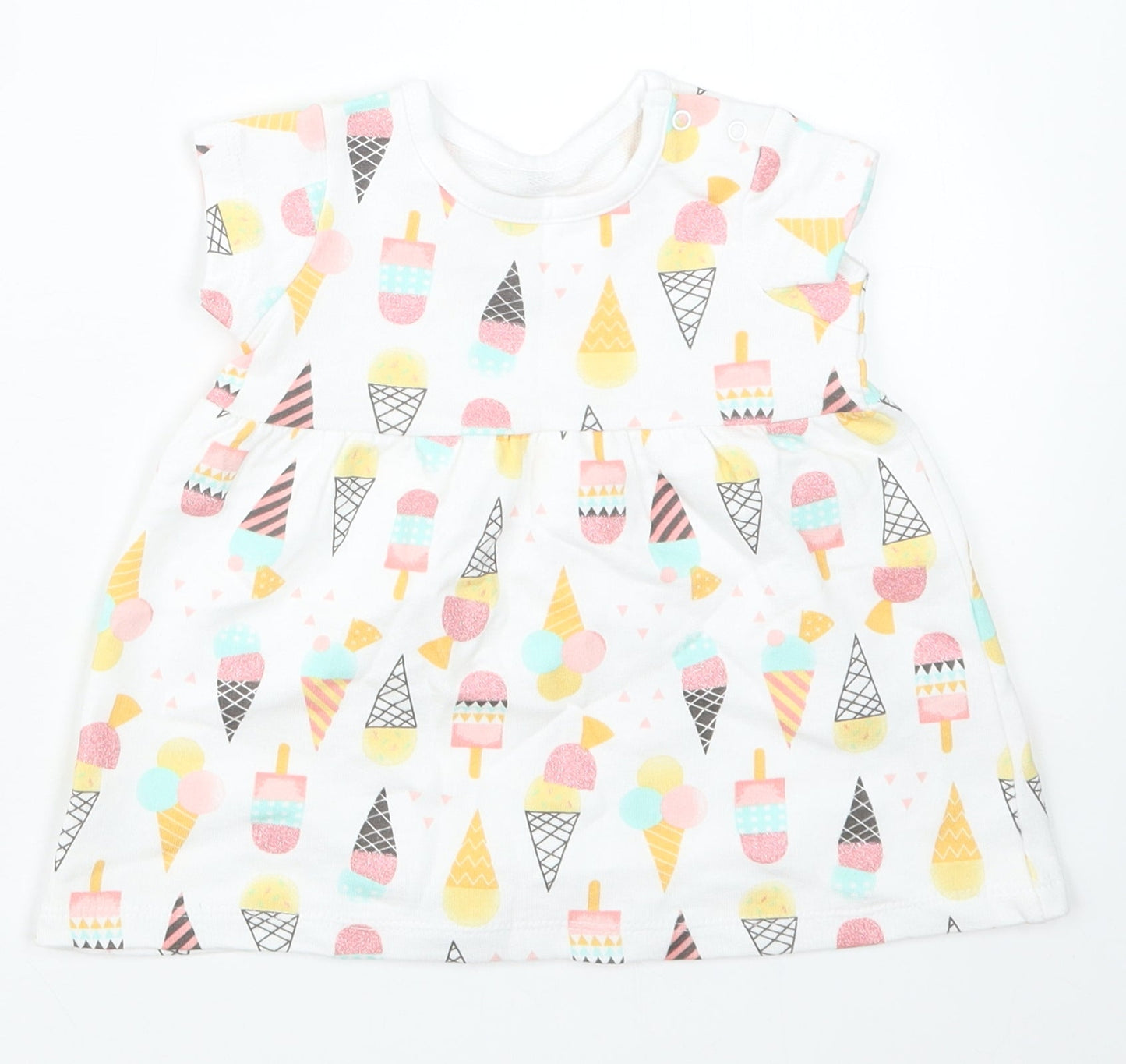 Nutmeg Girls White Geometric  T-Shirt Dress  Size 3-6 Months