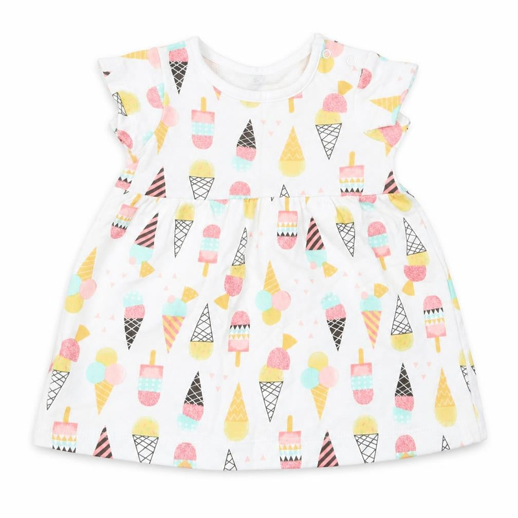 Nutmeg Girls White Geometric  T-Shirt Dress  Size 3-6 Months