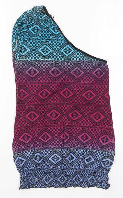 Preloved Denim Co Womens Multicoloured Geometric  Basic T-Shirt Size 10 - Front