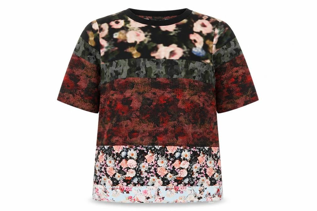 Topshop Womens Multicoloured Floral  Basic T-Shirt Size 8