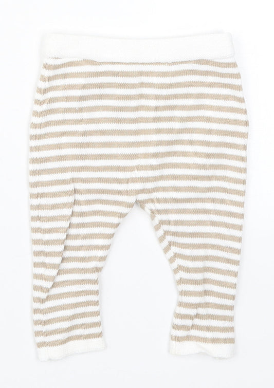 Matalan Baby Beige Striped Knit Sweatpants Trousers Size 3-6 Months  - Loungewear