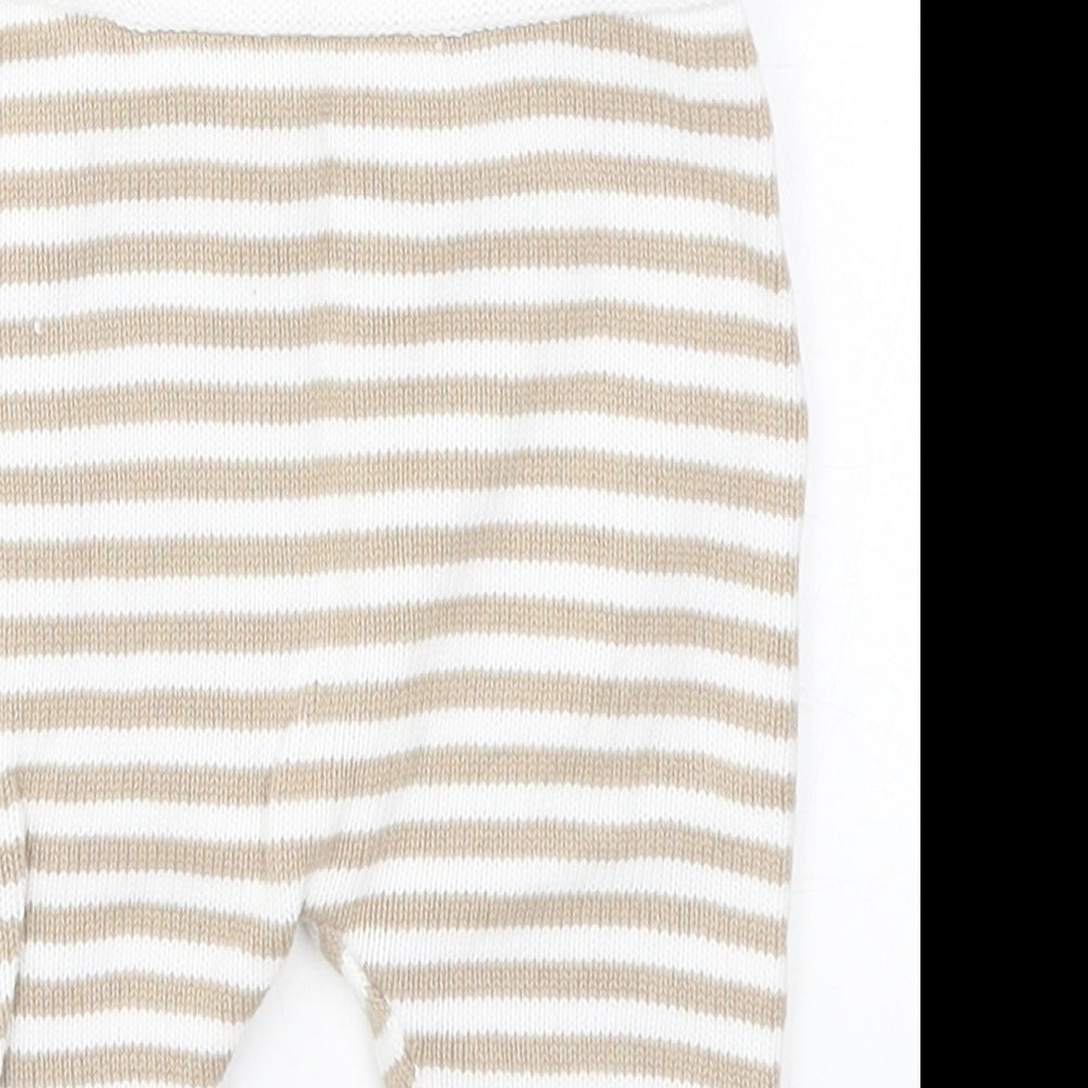 Matalan Baby Beige Striped Knit Sweatpants Trousers Size 3-6 Months  - Loungewear
