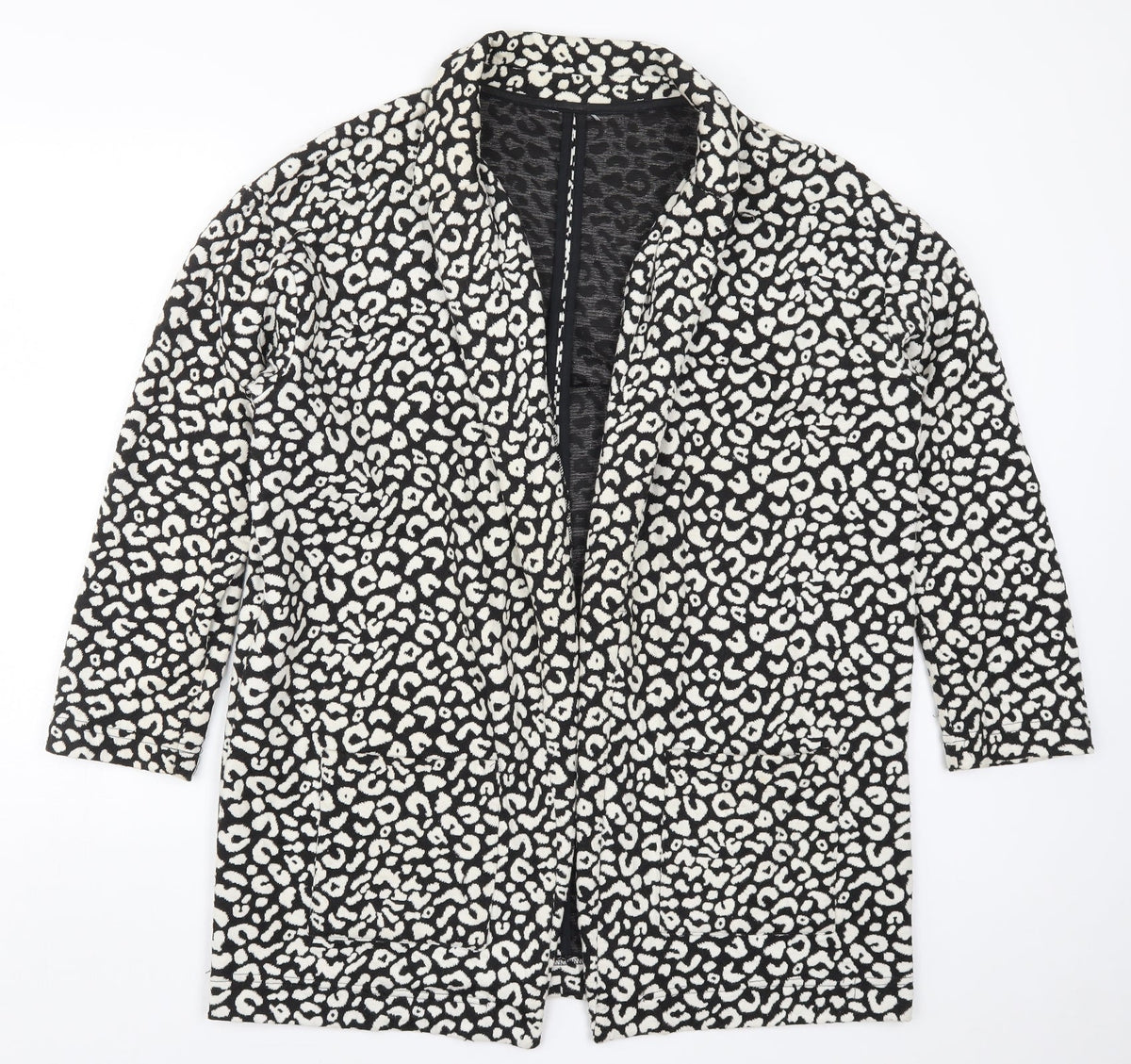 M&Co Womens Black Animal Print  Jacket  Size 14  - Black and White