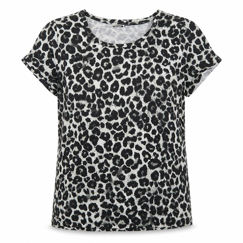 Pimkie Womens Grey Animal Print  Basic T-Shirt Size M