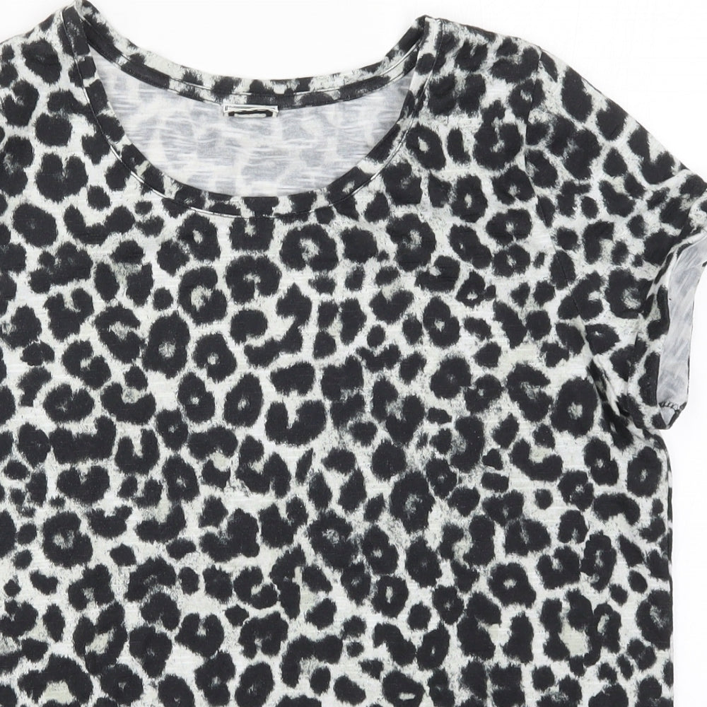 Pimkie Womens Grey Animal Print  Basic T-Shirt Size M