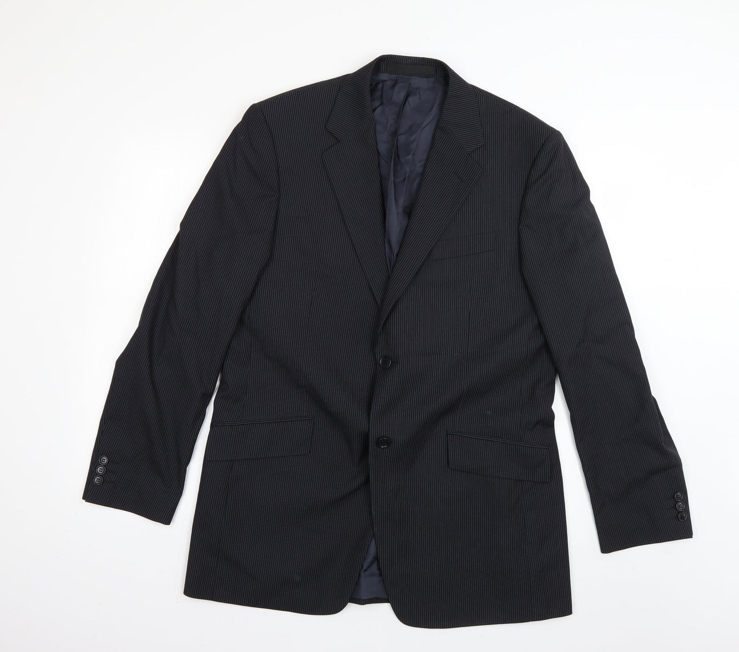 Marks and Spencer Mens Blue Striped  Jacket Blazer Size L