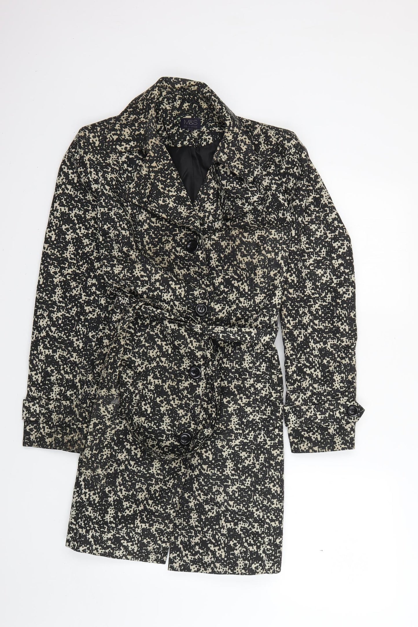 Marks and Spencer Womens Brown Geometric  Rain Coat Coat Size 8
