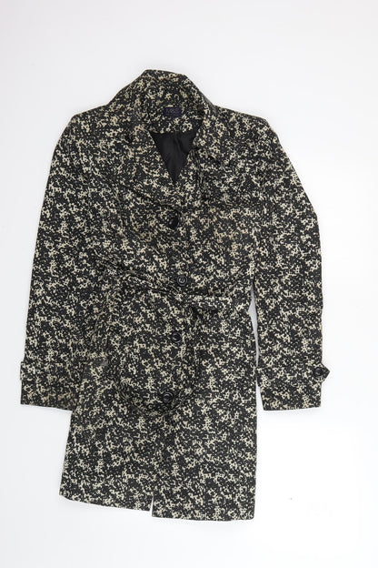 Marks & Spencer Womens Brown Geometric  Rain Coat Coat Size 8