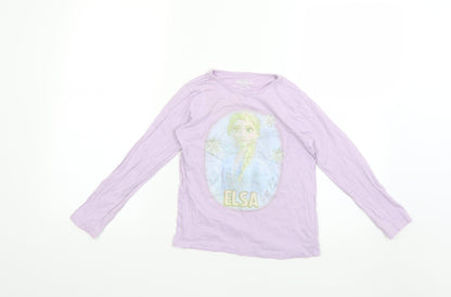 Preloved Primark Girls Purple Solid  Top Pyjama Set Size 6-7 Years - Front