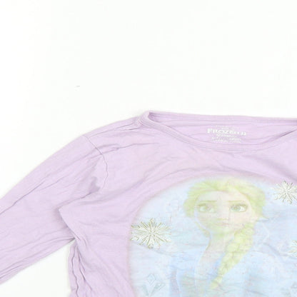 Preloved Primark Girls Purple Solid  Top Pyjama Set Size 6-7 Years - Detail