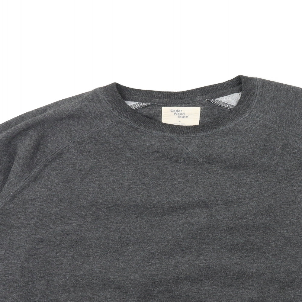 Cedar Wood State Mens Grey   Pullover Sweatshirt Size L