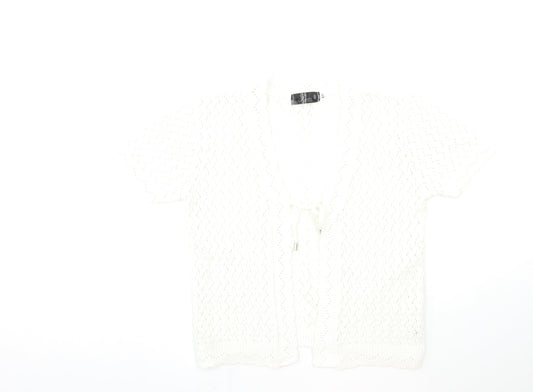 Pyari Womens White  Knit Cardigan Jumper Size S