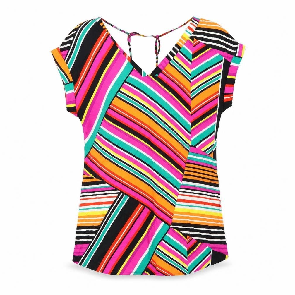 Papaya Womens Pink Striped  Basic Blouse Size 10