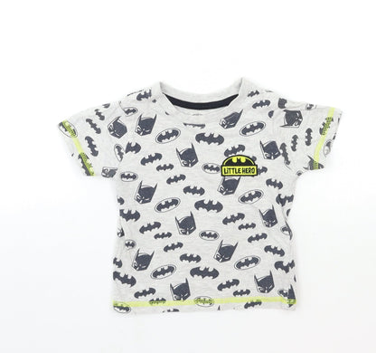 Preloved Batman Baby Grey   Basic T-Shirt Size 12 Months  - Little Hero - Front