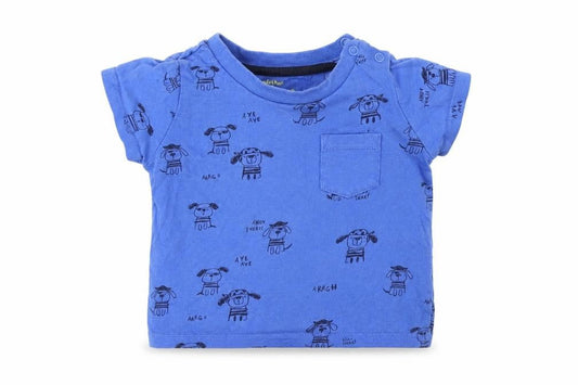 F&F Baby Blue Geometric  Basic T-Shirt Size 6-9 Months  - Dog