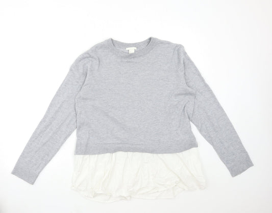 H&M Womens Grey  Knit Pullover Jumper Size L