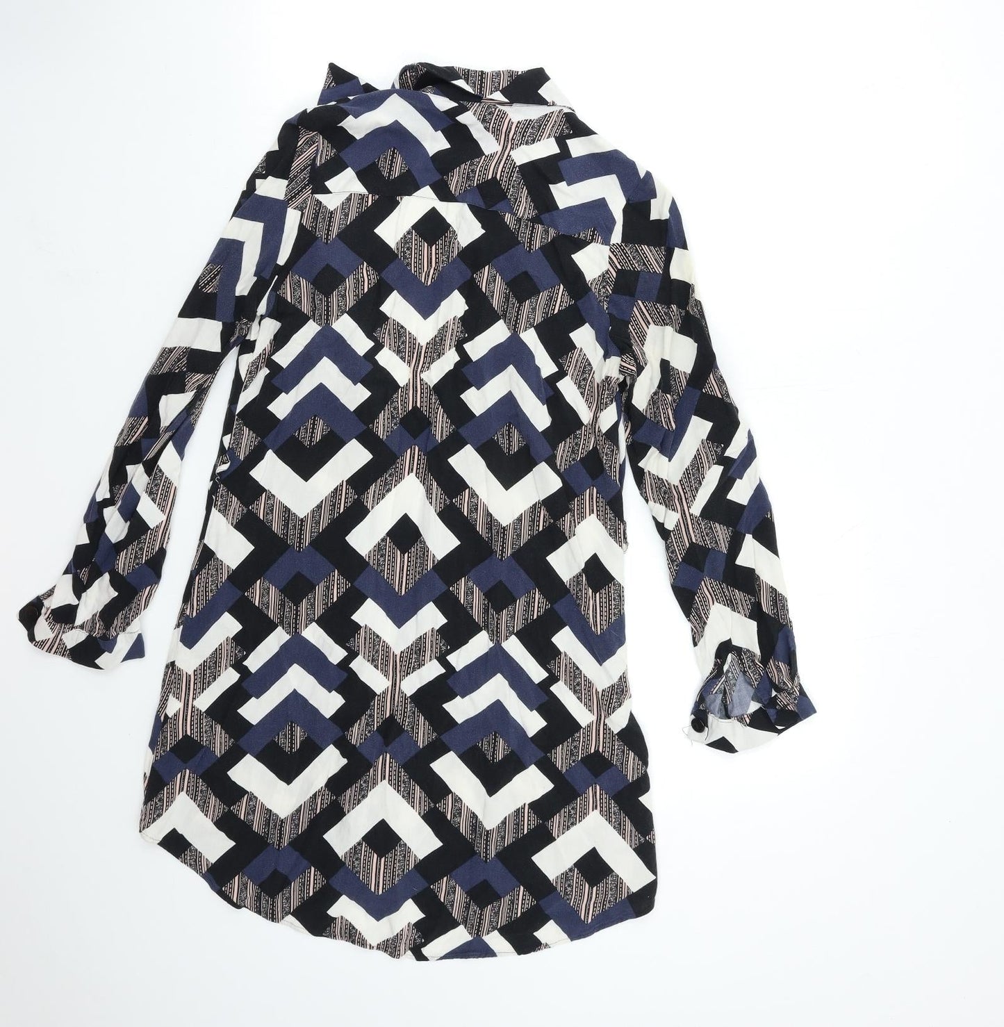 Select Womens Blue Geometric  Shirt Dress  Size 6