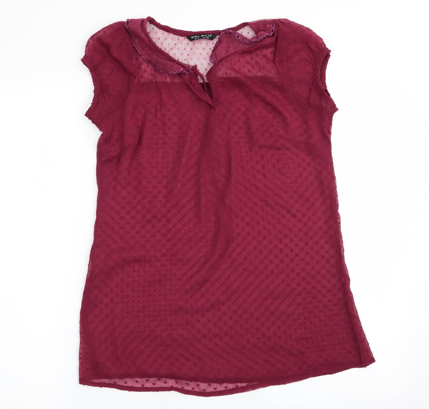 Select Womens Red Polka Dot  Basic Blouse Size 8