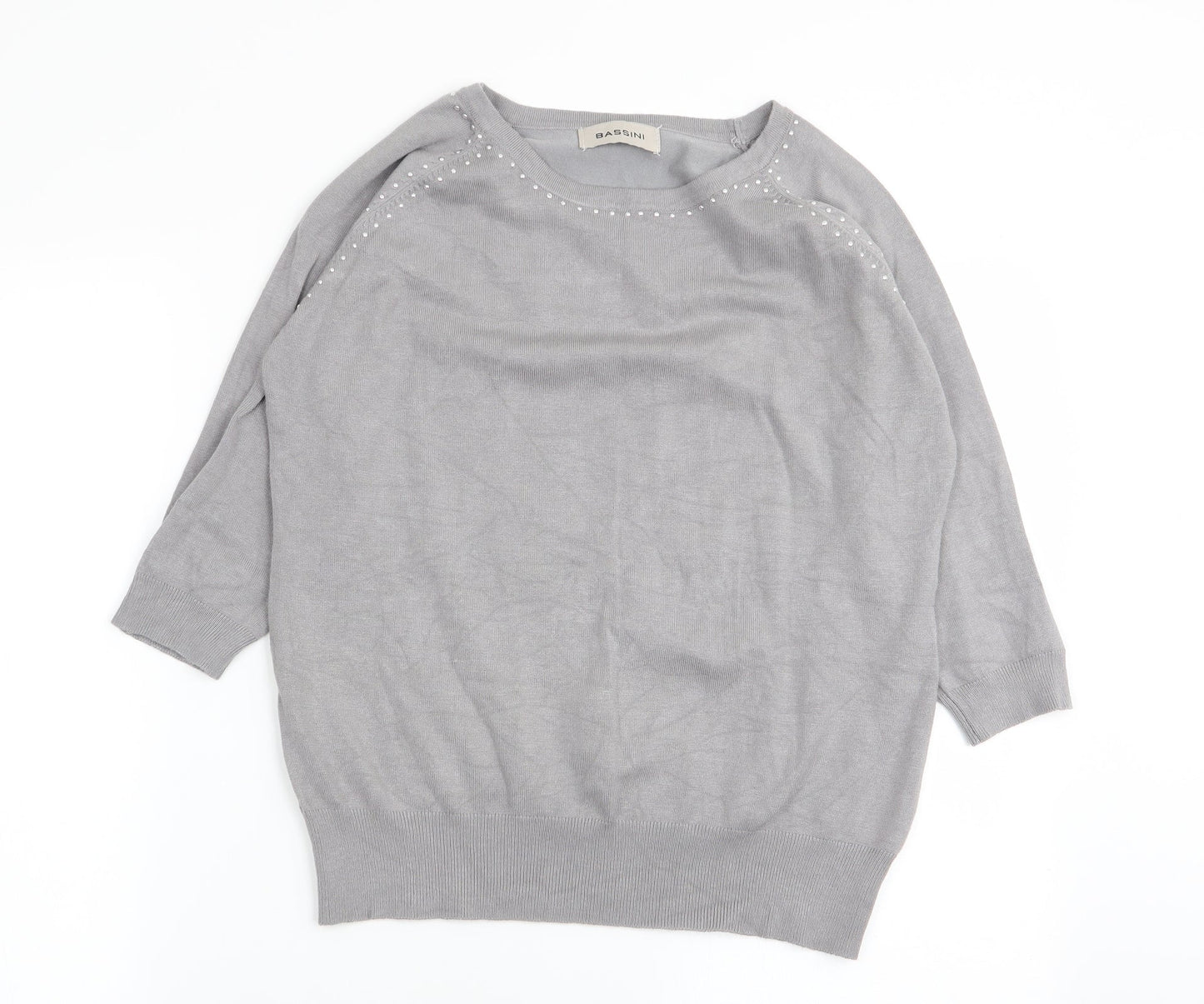 BASSINI Womens Grey   Basic T-Shirt Size M