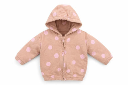 Asda George Girls Beige Polka Dot  Full Zip Jumper Size 0-3 Months