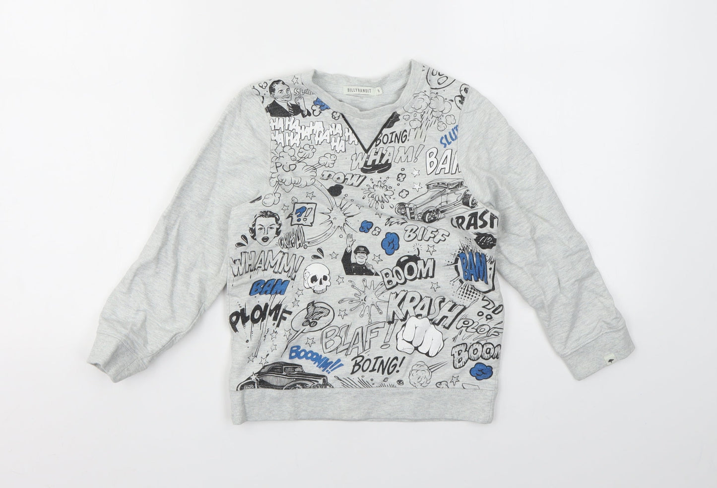 Billybandit Boys Grey Geometric  Pullover Jumper Size 6 Years