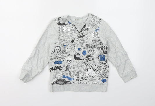 Billybandit Boys Grey Geometric  Pullover Jumper Size 6 Years