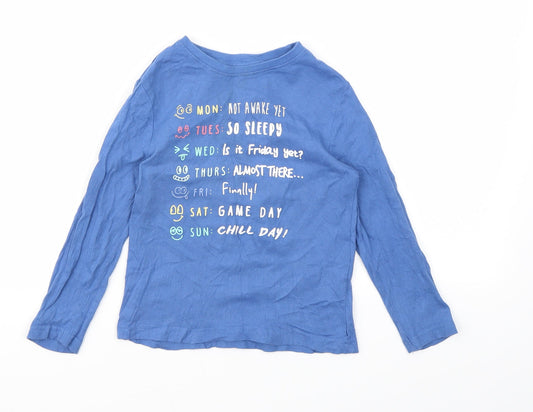 Primark Boys Blue Floral  Basic T-Shirt Size 3-4 Years