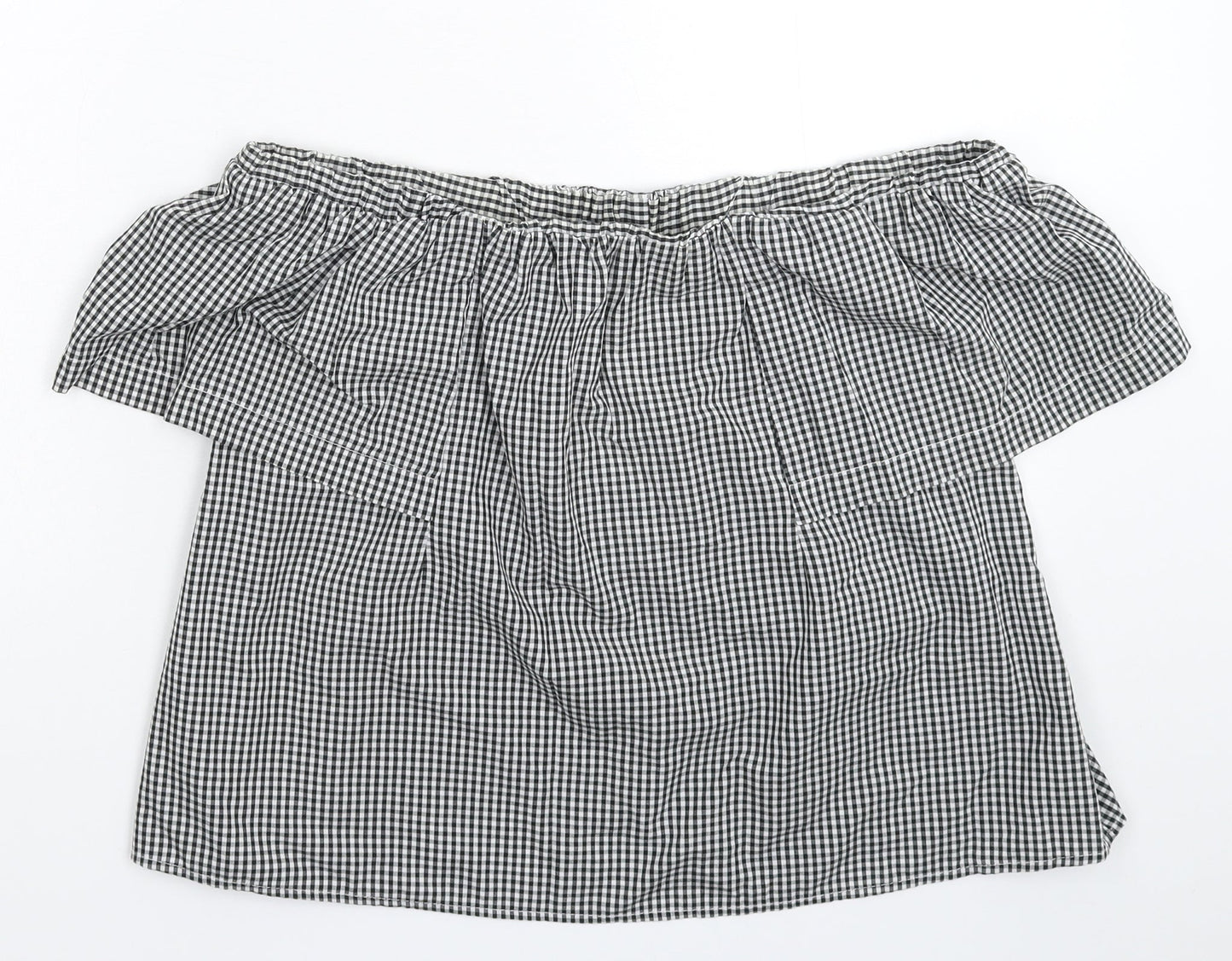 Topshop Womens Grey Check  Basic Blouse Size 8