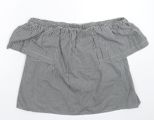 Topshop Womens Grey Check  Basic Blouse Size 8