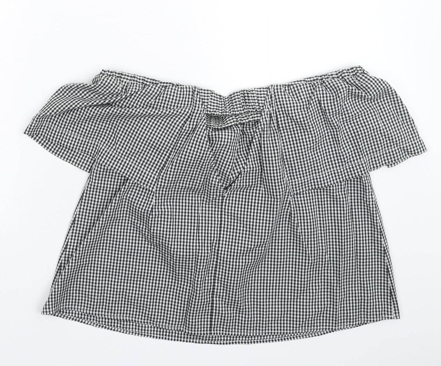 Topshop Womens Grey Check  Basic Blouse Size 8