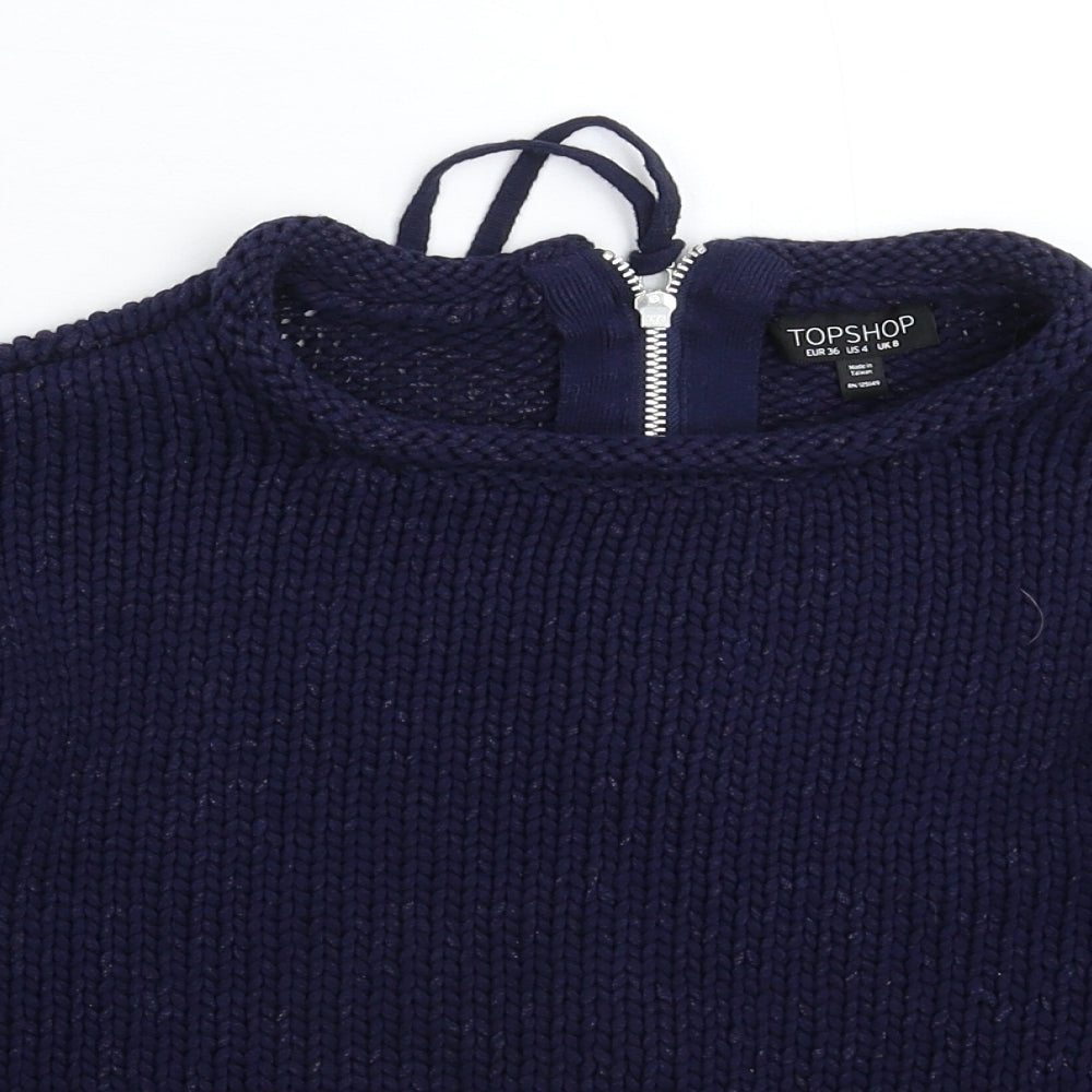 Topshop Womens Blue  Knit Pullover Jumper Size 8