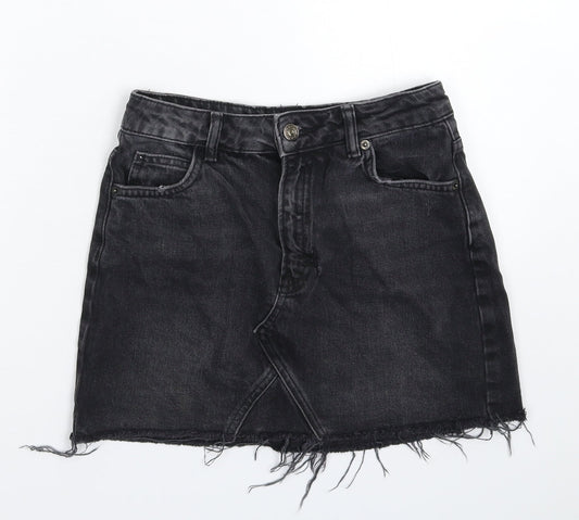 Topshop Womens Black  Denim A-Line Skirt Size 6