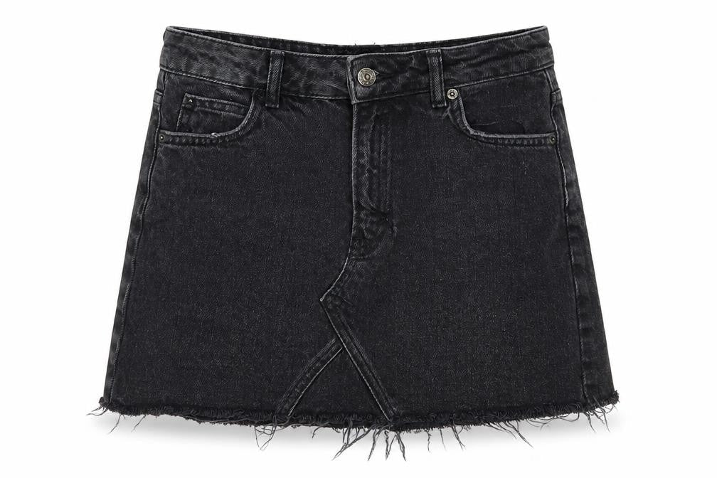 Topshop Womens Black  Denim A-Line Skirt Size 6