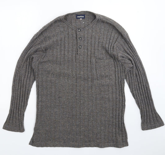 Mattox Mens Grey  Knit Pullover Jumper Size L