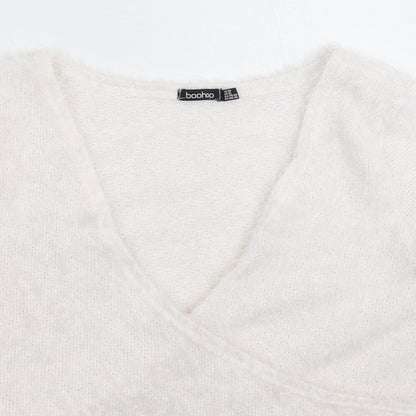 Preloved Boohoo Womens White  Knit Pullover Jumper Size 20 - Detail