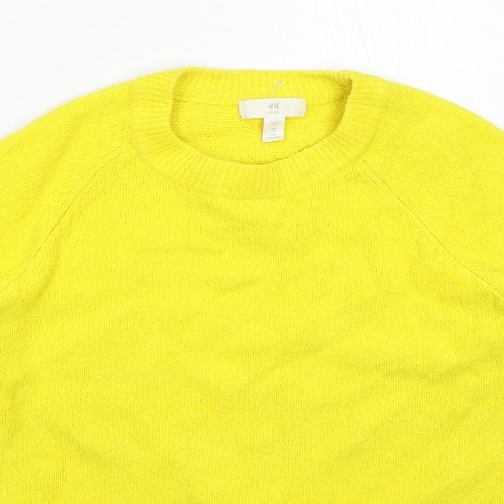 H&M Womens Yellow  Knit Pullover Jumper Size M