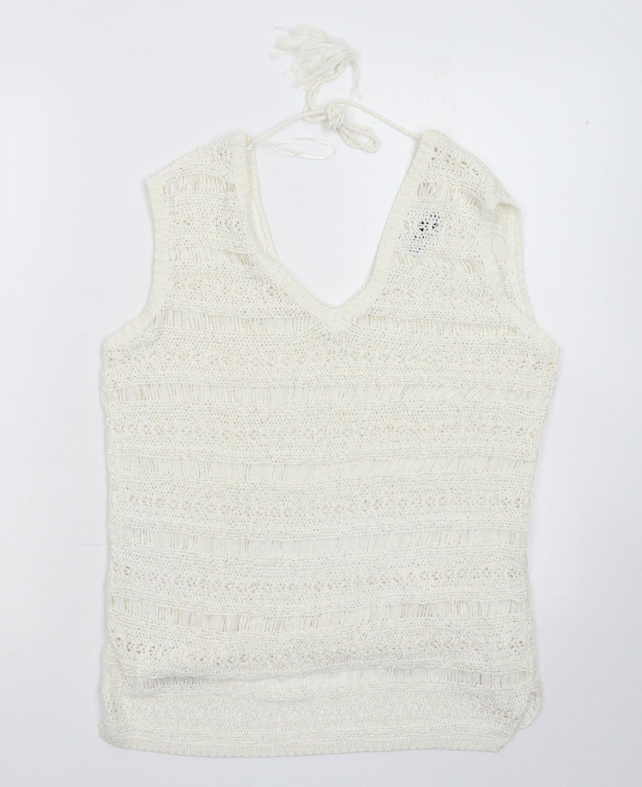 M&Co Womens White  Knit Pullover Jumper Size 10