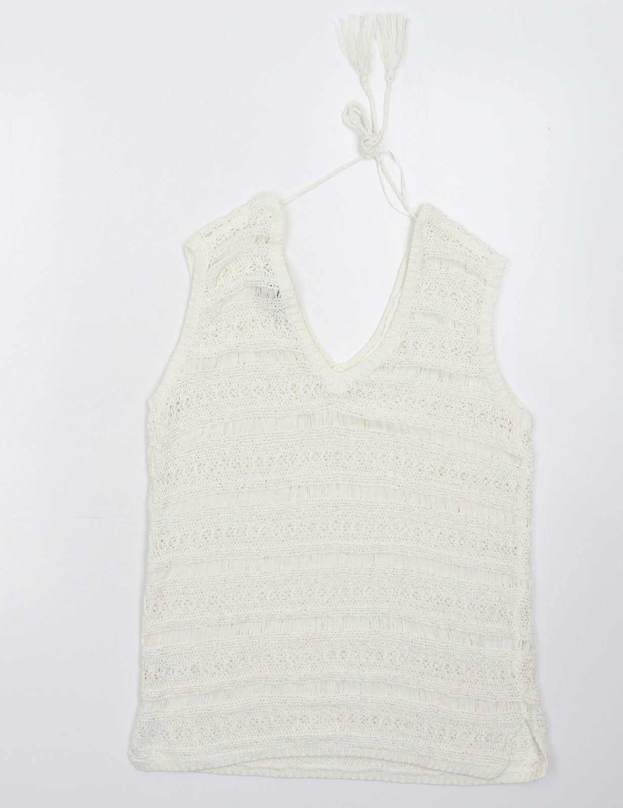 M&Co Womens White  Knit Pullover Jumper Size 10