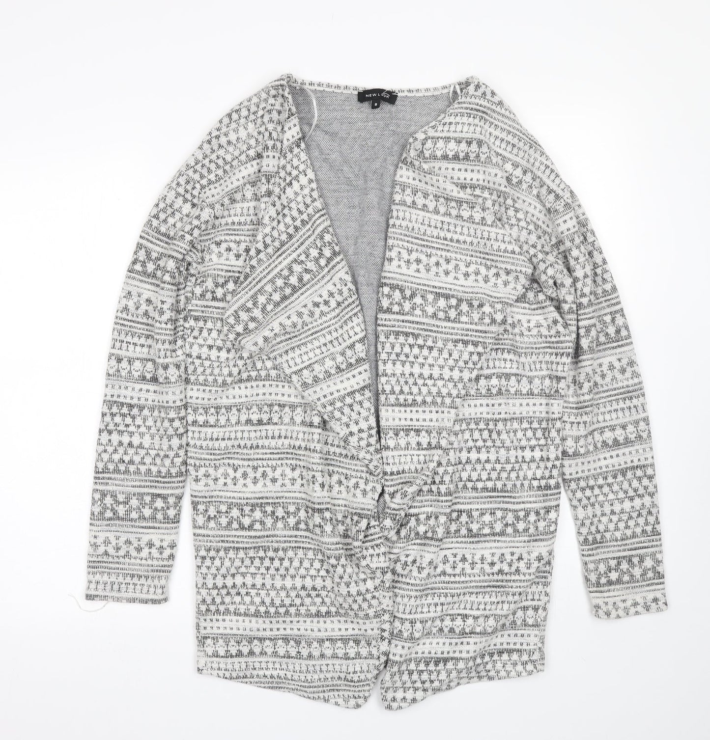 New Look Womens White Fair Isle  Cardigan Jumper Size 8