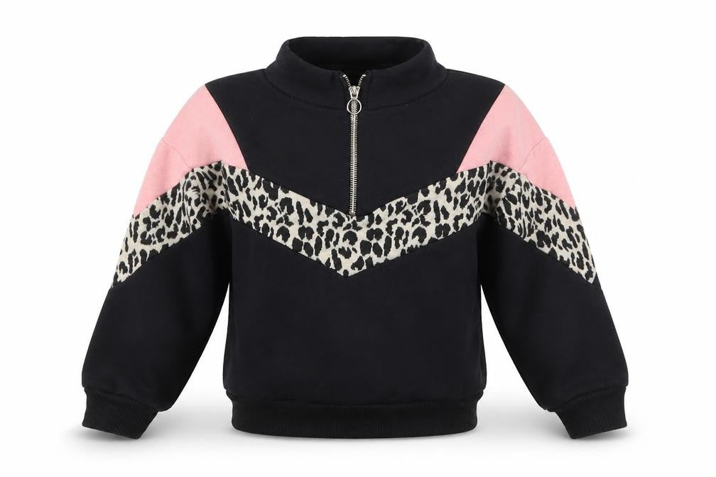 I love Girlswear Girls Black Striped  Pullover Sweatshirt Size 5 Years