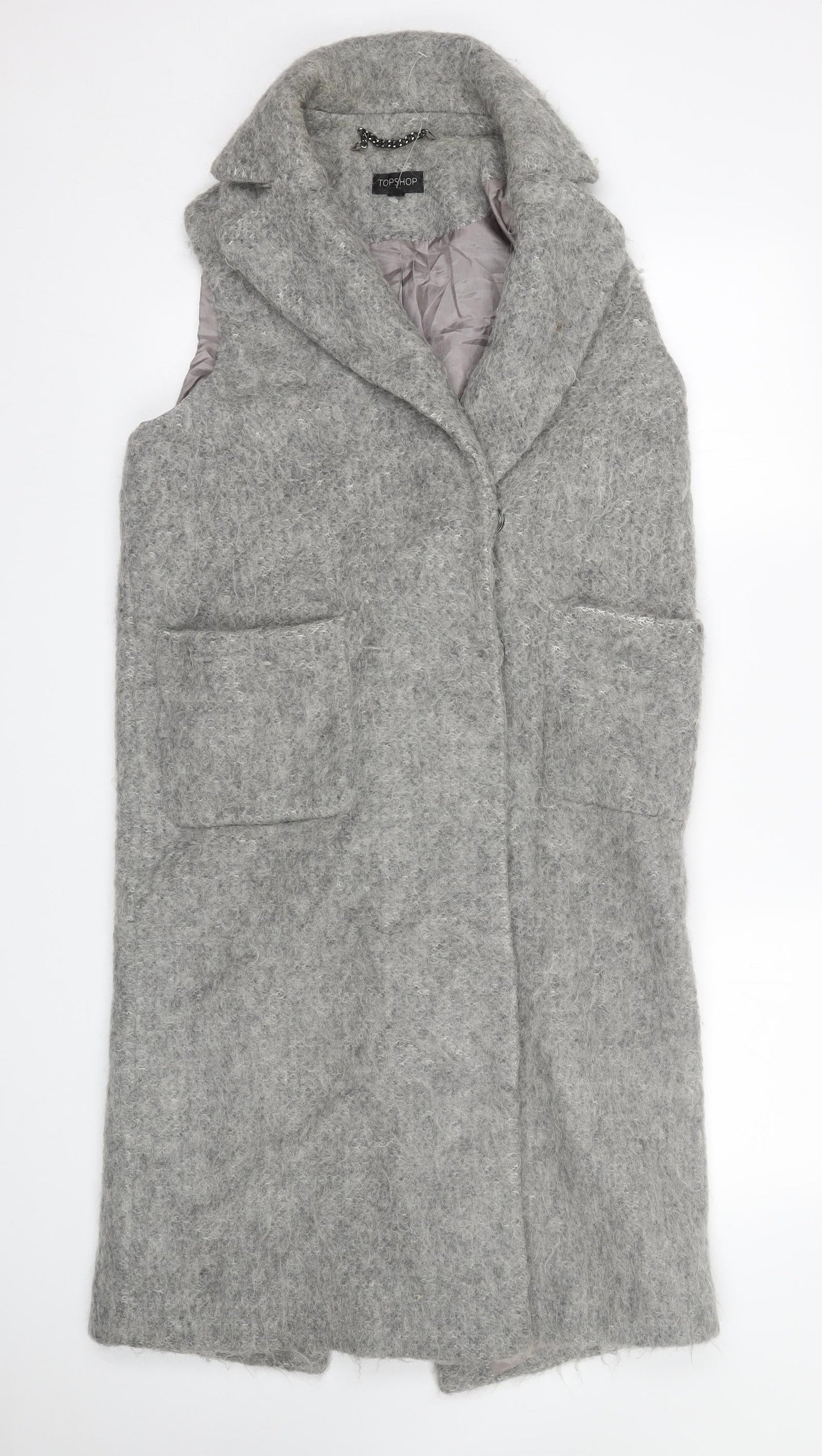 Topshop Womens Grey   Trench Coat Coat Size S
