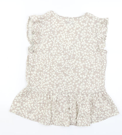Next Womens Grey Floral  Basic Button-Up Size 8