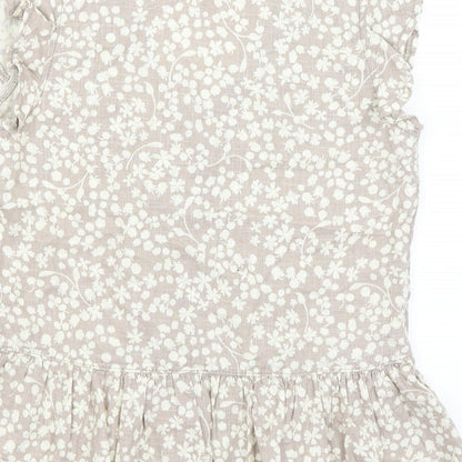 Next Womens Grey Floral  Basic Button-Up Size 8