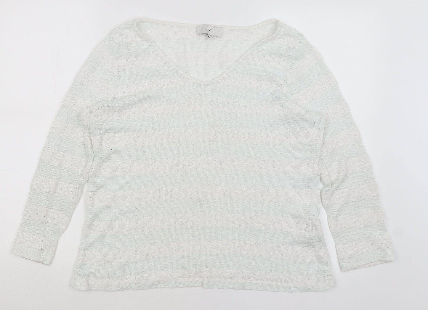 NEXT Womens White Striped  Pullover Jumper Size 14